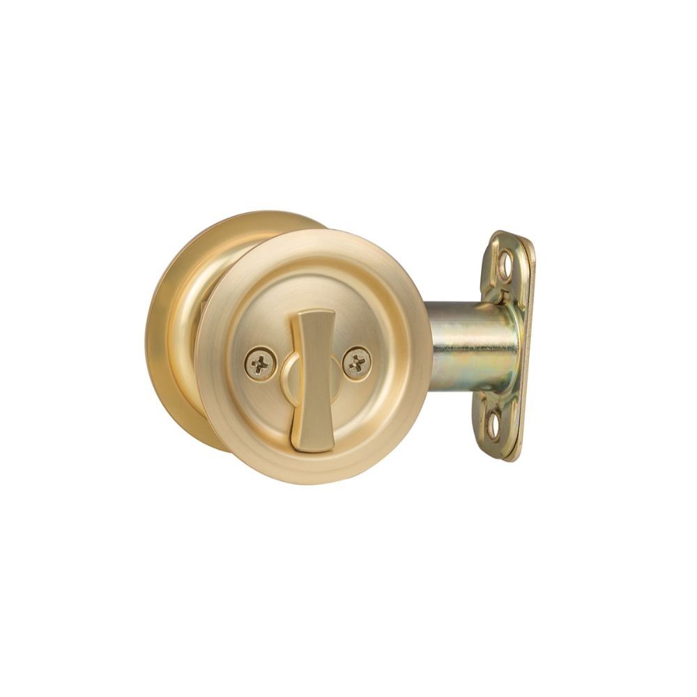 Sure-Loc Hardware DP-R01 SB Round Pocket Door Pull Passage in Satin Brass